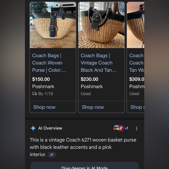 Vintage Coach Black and Tan Woven Tote Bag - Picture 13 of 14